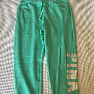 PINK Sweatpants, size XL, teal and metallic silver color